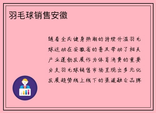 羽毛球销售安徽